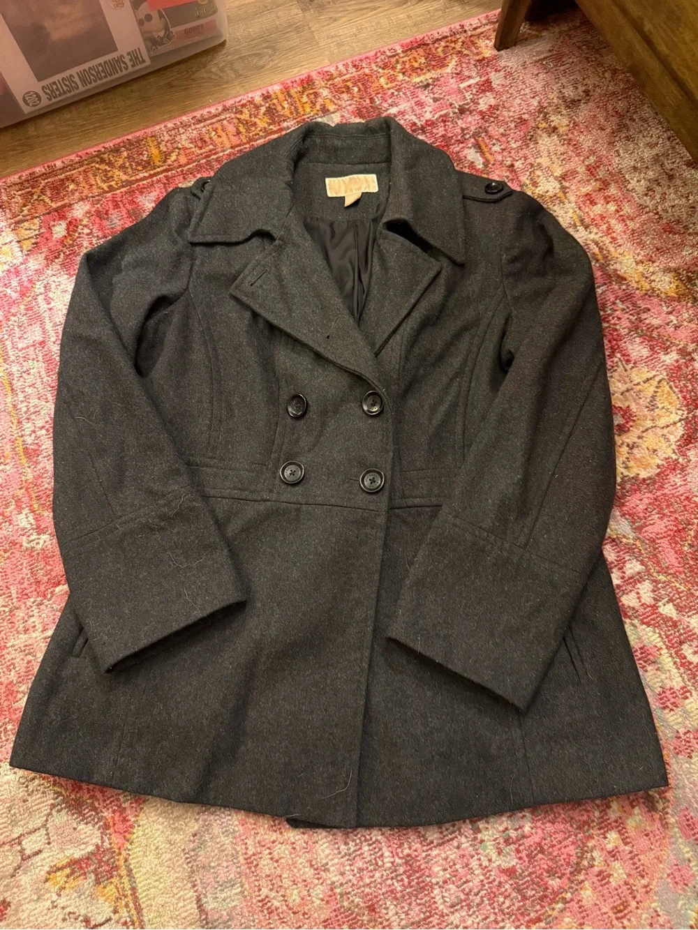 Michael Kors Charcoal Double-Breasted Peacoat